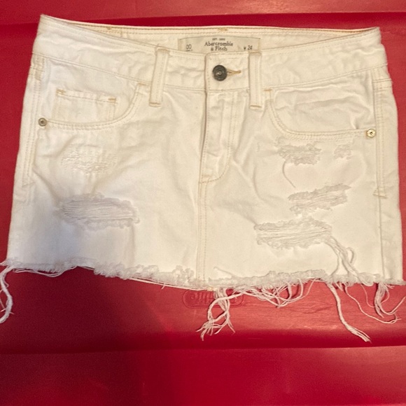 White Ripped Jean Skirt 